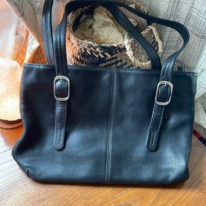 Like new condition black authentic leather bag by Tignanello.